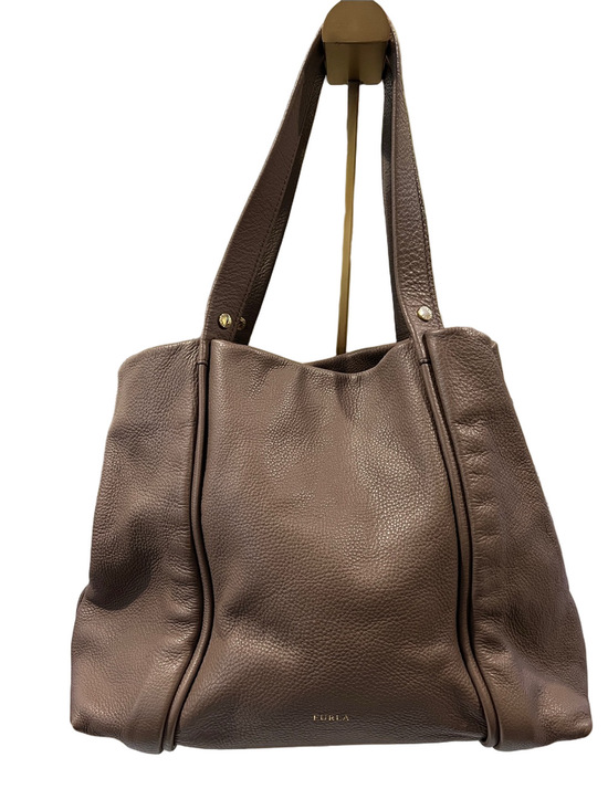 Furla Handbags - Furla Italy Taupe Leather Shoulder Bag Suede Interior EUC